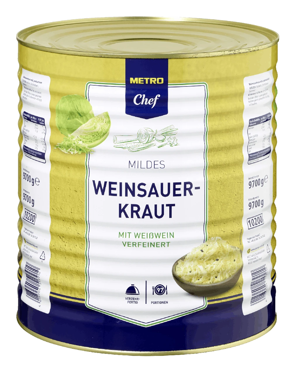 Metro Chef Mildes Weinsauerkraut Mit Weißwein Verfeinert (10,2 L) 1 Metro Chef Mildes Weinsauerkraut Mit Weißwein Verfeinert (10,2 L)