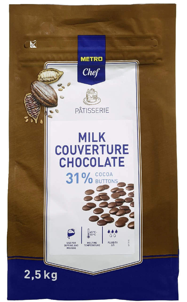 METRO Chef Kuvertüre Buttons Dunkle Schokolade 55 % Kakaomasse (2,5 Kg) 2 METRO Chef Kuvertüre Buttons Dunkle Schokolade 55 % Kakaomasse (2,5 Kg) – Bild 2